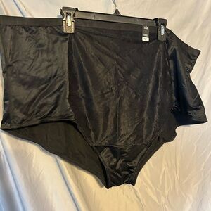 Two NWT Torrid Black Nylon Briefs with Flowery Lace Size 6X Smoothing Sexy Plus